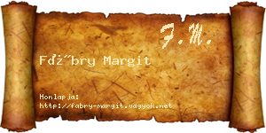 Fábry Margit névjegykártya